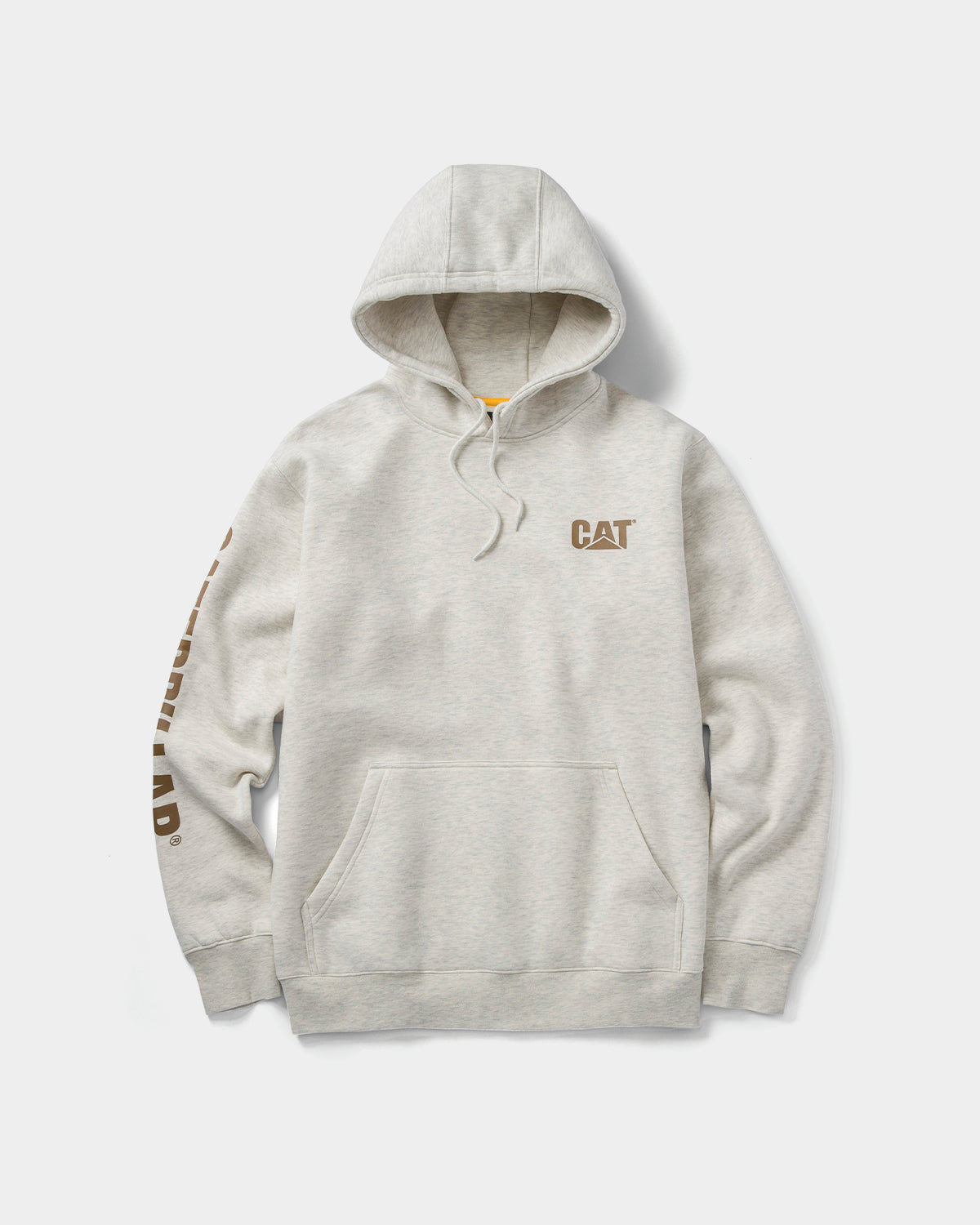 Cat Workwear Men's Trademark Banner Hooded Sweatshirt Cream Heather Front