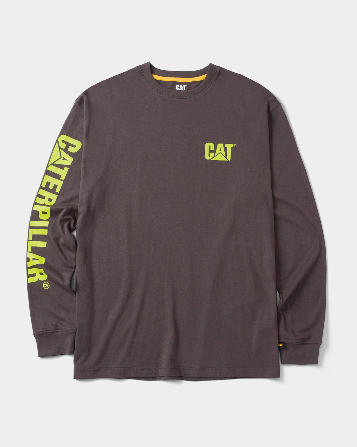 Cat Workwear Men's Trademark Banner Long Sleeve T-Shirt Magnet Front