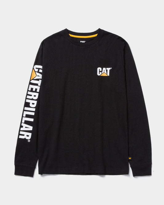 CAT Workwear Men's Trademark Banner Long Sleeve T-Shirt Black Front