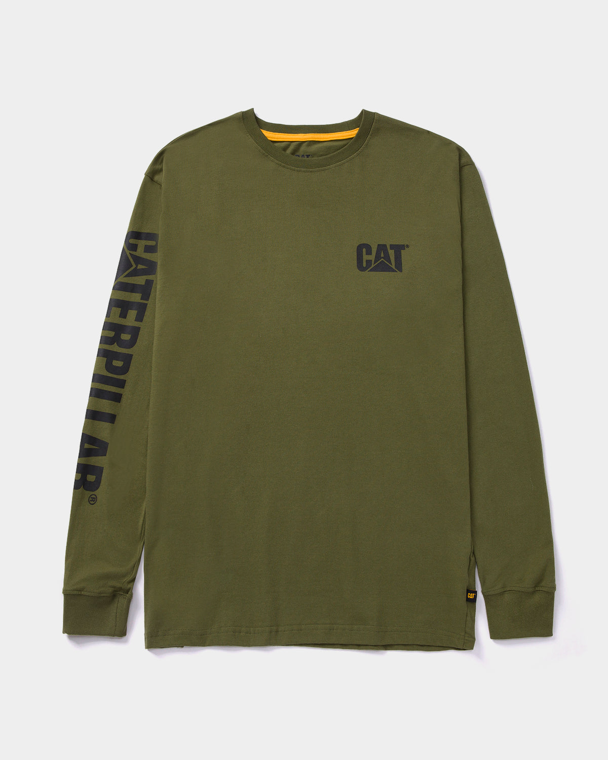 CAT Workwear Men's Trademark Banner Long Sleeve T-Shirt Chive Front