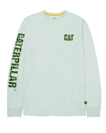 CAT Workwear Men's Trademark Banner Long Sleeve T-Shirt Cream Heather Front