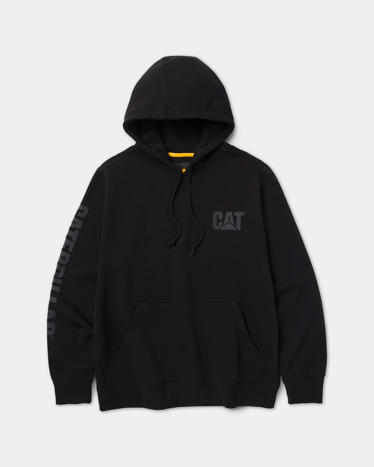 CAT workwear men's trademark banner pullover hoodie black front