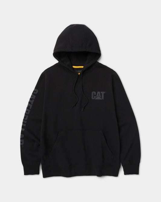 CAT workwear men's trademark banner pullover hoodie black front