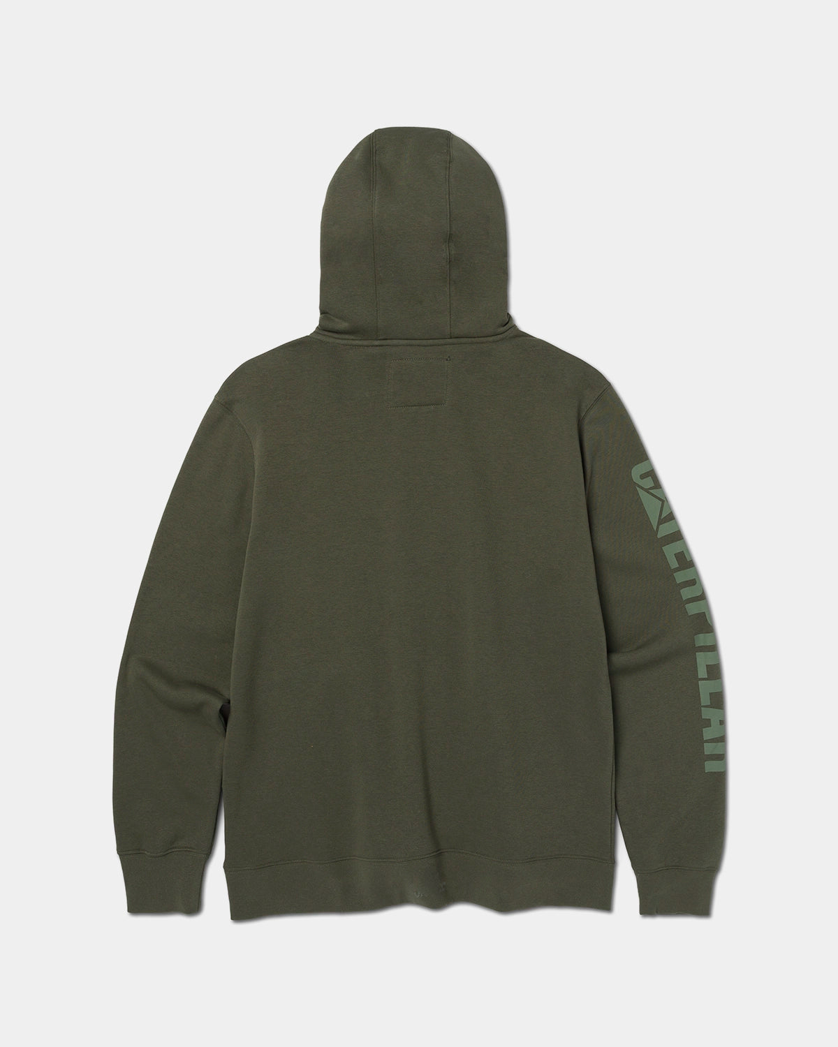 CAT workwear men's trademark banner pullover hoodie forest green back