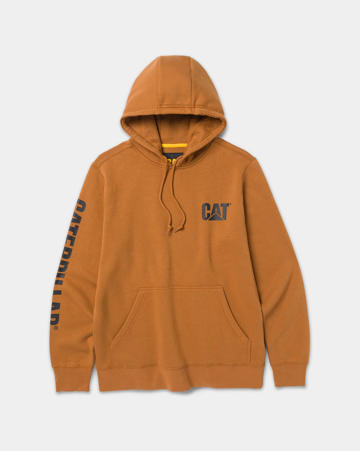 CAT workwear men's trademark banner pullover hoodie bronze front