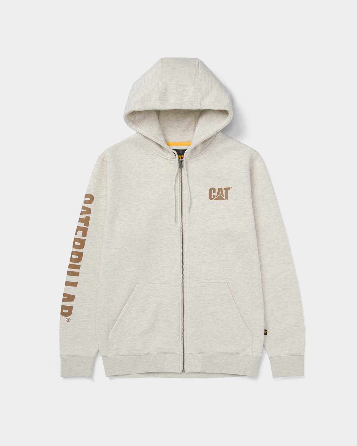 Men s Trademark Full Zip Hoodie Color Cream Heather Size M Cotton Polyester Fleece Cat Workwear