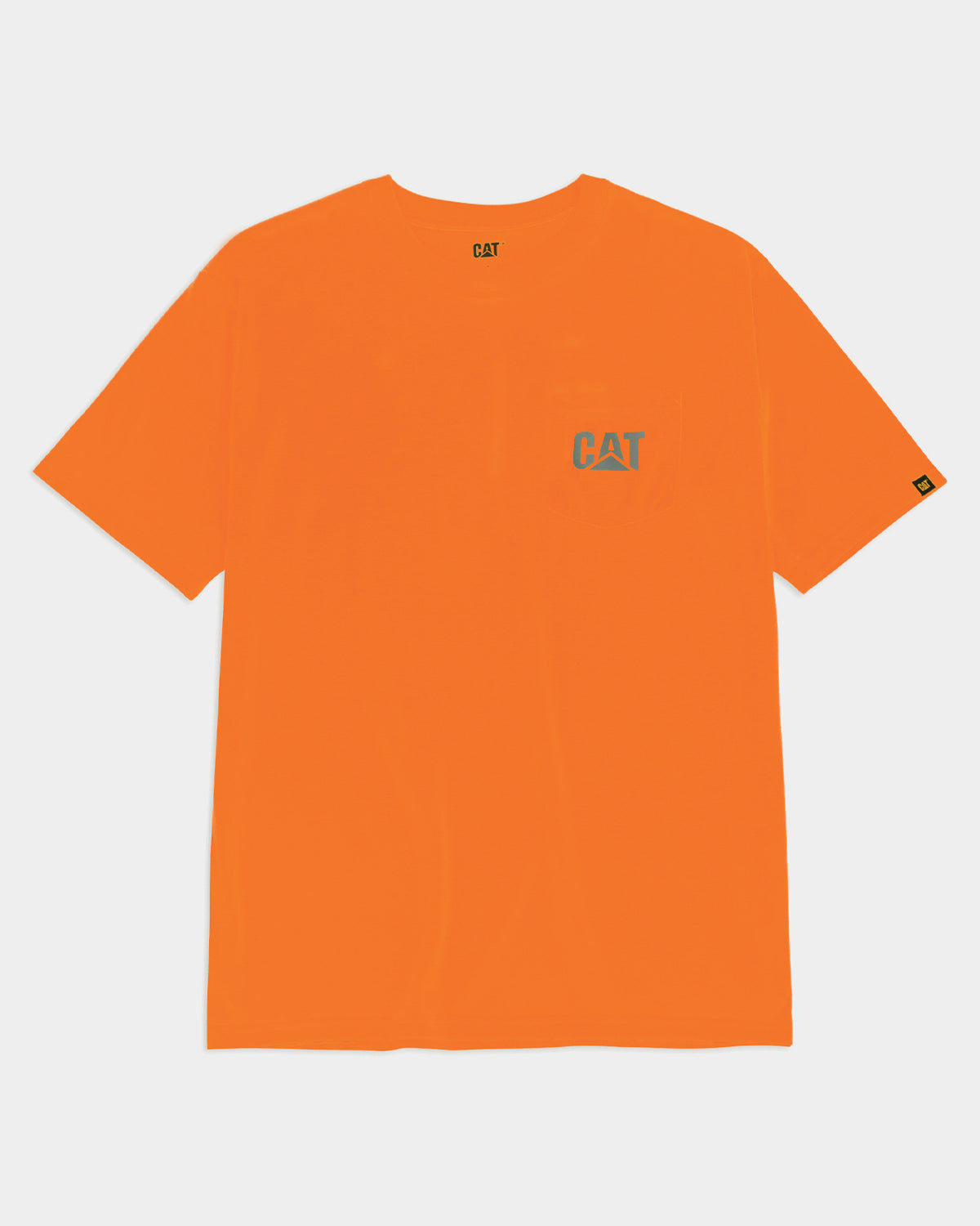 CAT Workwear Men's Trademark Hi-Vis Pocket T-Shirt Hi-Vis Orange Front