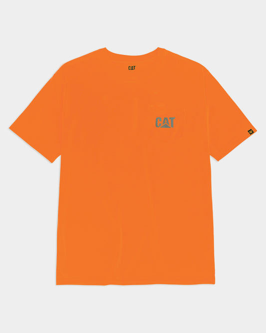 CAT Workwear Men's Trademark Hi-Vis Pocket T-Shirt Hi-Vis Orange Front