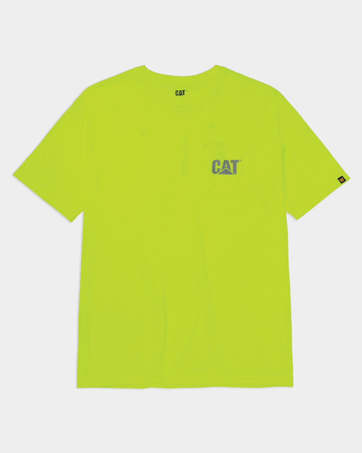 CAT Workwear Men's Trademark Hi-Vis Pocket T-Shirt Hi-Vis Yellow Front