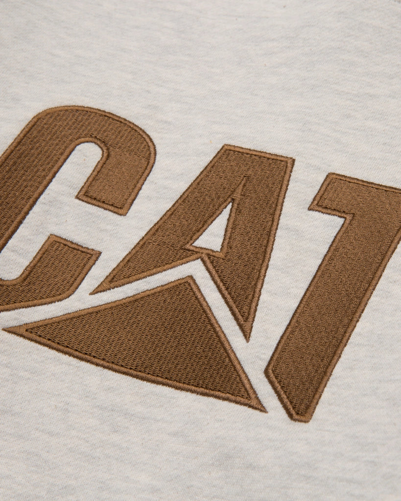 CAT Workwear Men's Trademark Hooded Sweatshirt Cream Heather Logo