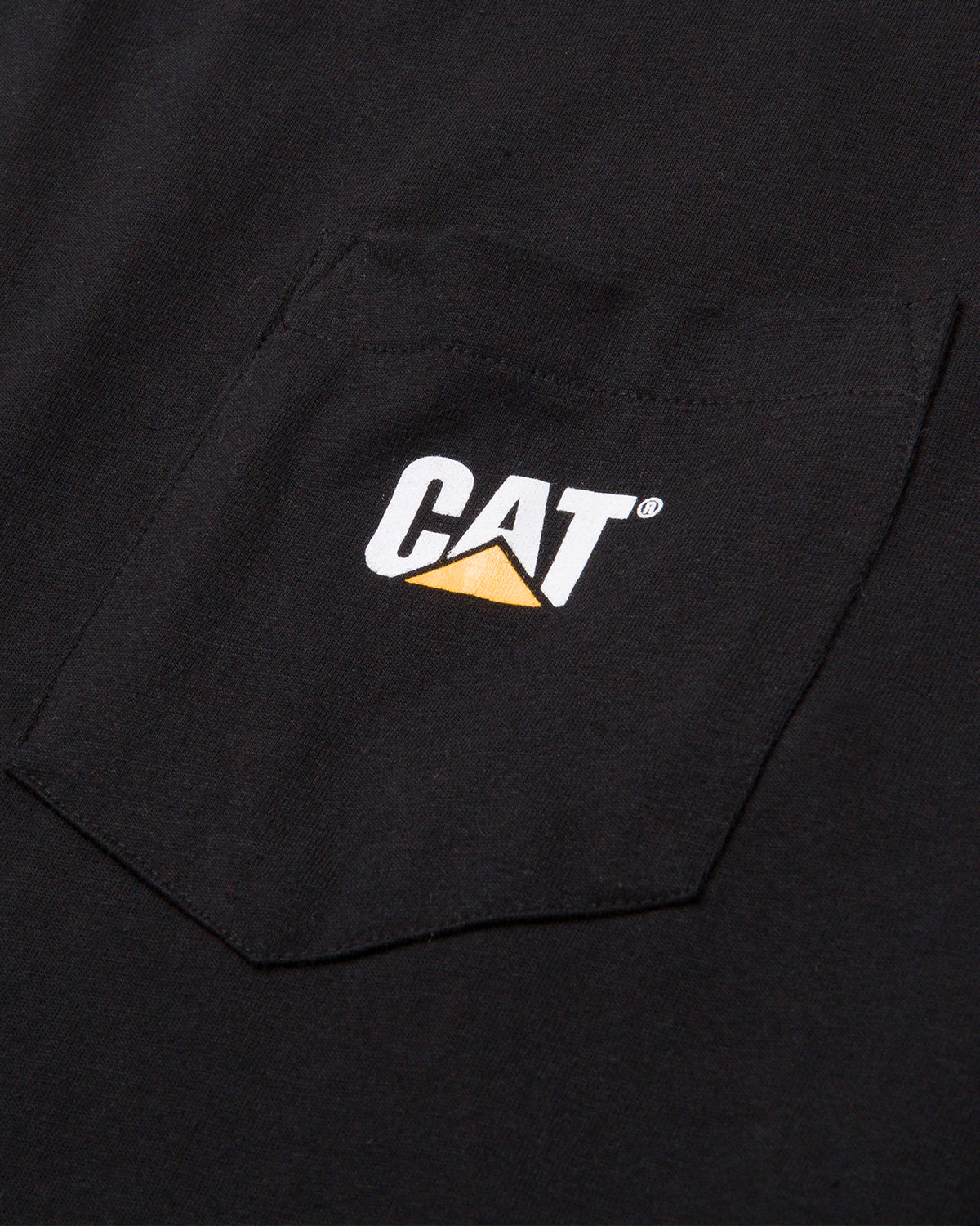 CAT Workwear Men's Trademark Pocket Long Sleeve T-Shirt Black Left Chest Pocket Logo