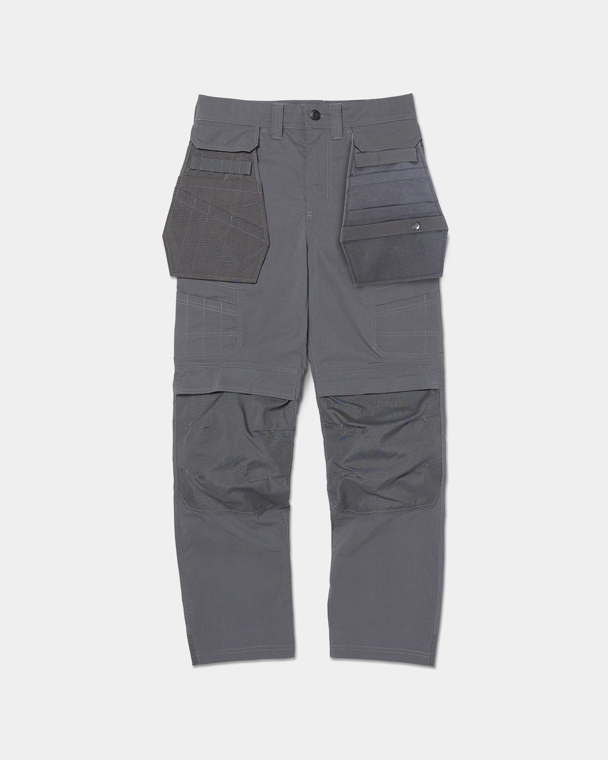 CAT workwear men's trademark utility work pants dark shadow front with pockets out