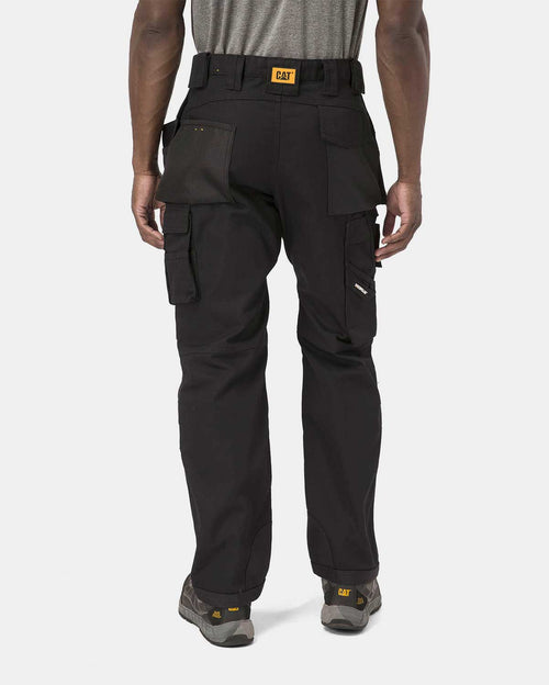 Cat Workwear Men's Trademark Work Pants Black On Model Back, color:Black