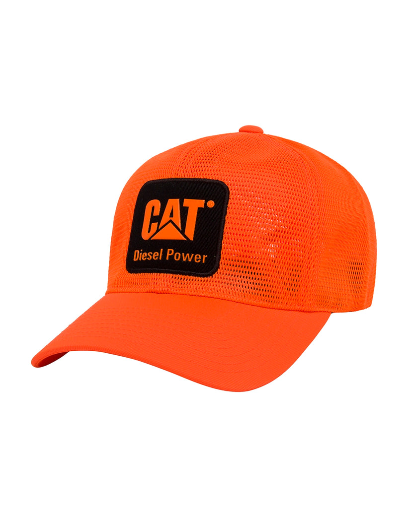 Cat workwear safety mesh flexfit 110 hat hi-vis orange front