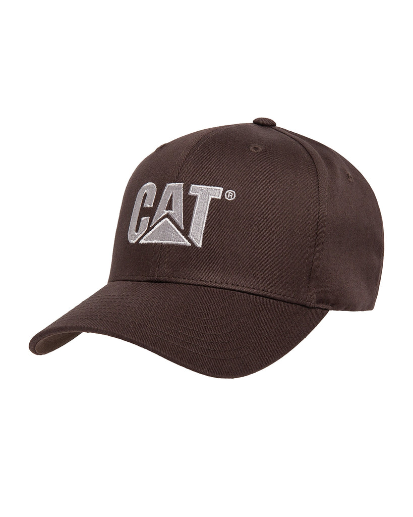 Cat workwear trademark flexfit hat dark earth front