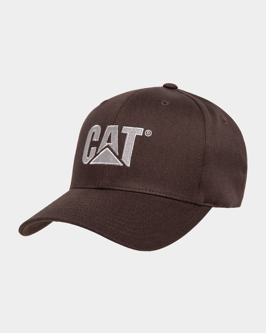 Cat workwear trademark flexfit hat dark earth front