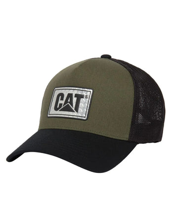 Caterpillar Workwear Unisex Cat Diamond Plate Hat Army Moss Front