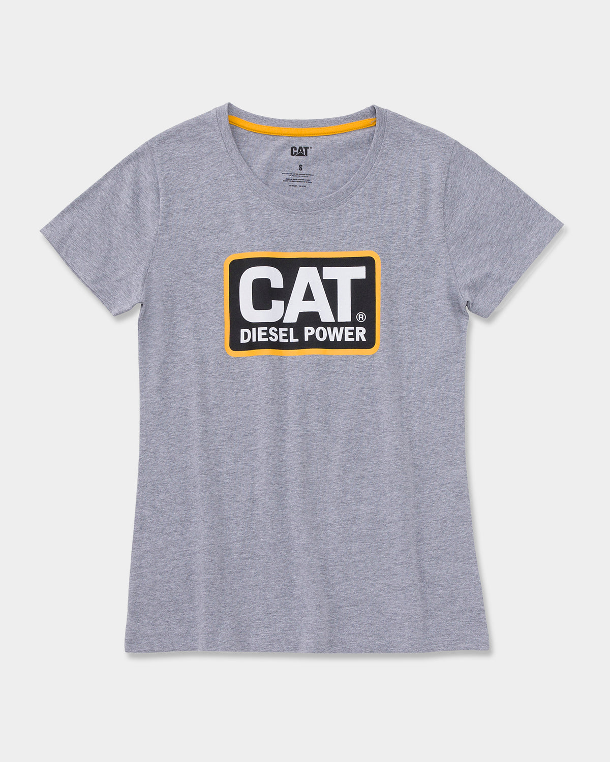 CAT WORKWEAR Women's CAT© Diesel Power T-Shirt Heather Grey Yellow Front