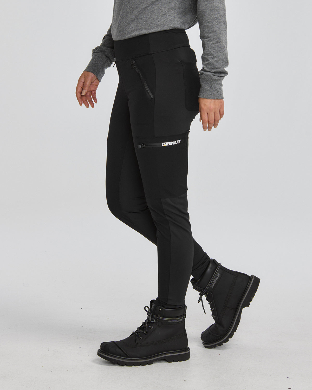 Cat Workwear Women's Active Work Legging Black on model left side