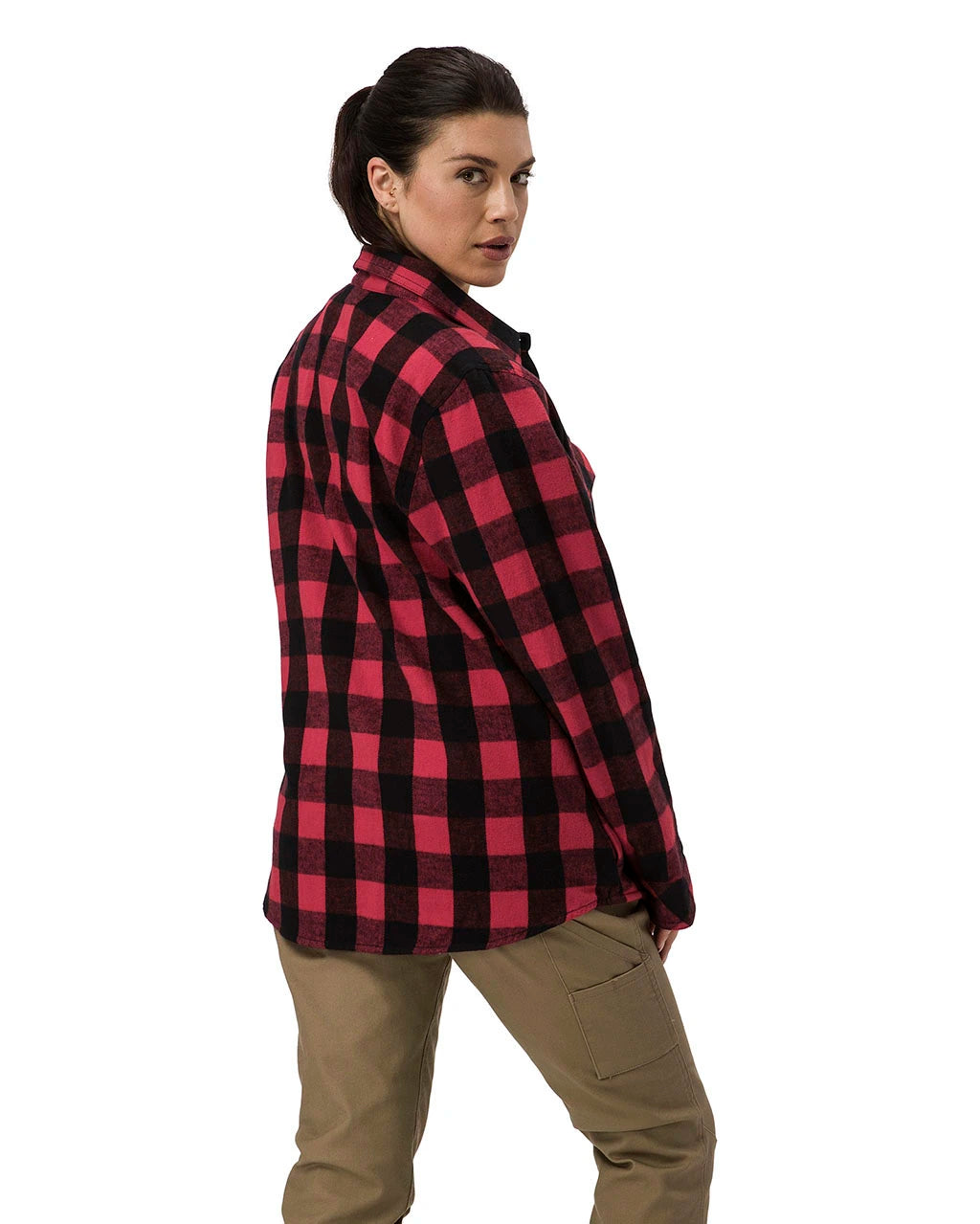 Cat 1610032 Women's Buffalo Check Overshirt - Red/Black 2X-Large Regular
