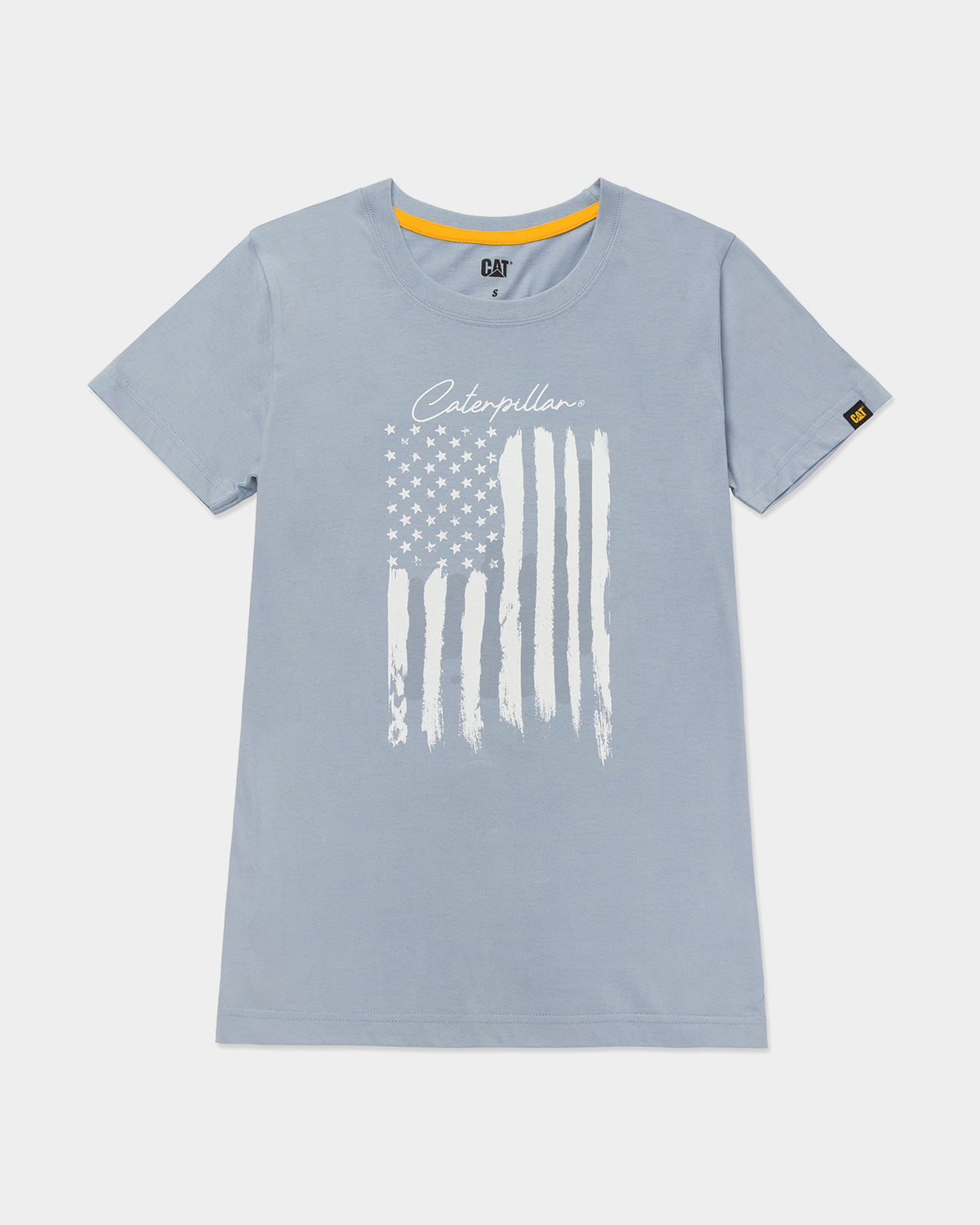 CAT Workwear Women's Flag Graphic T-Shirt Blue Fog Front