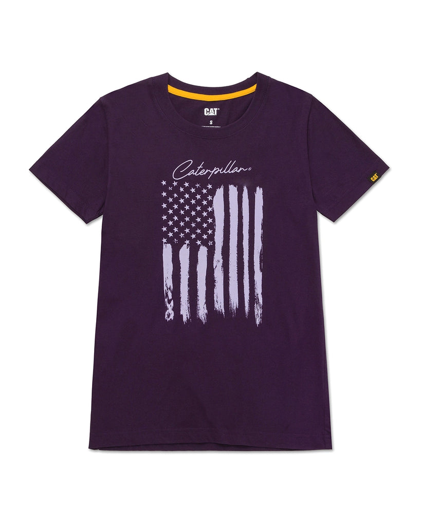 CAT Workwear Women's Flag Graphic T-Shirt Purple Velvet Front