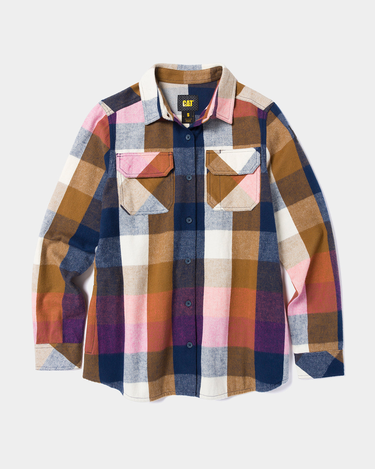 Cat workwear women's heavyweight overshirt flannel detroit blue front