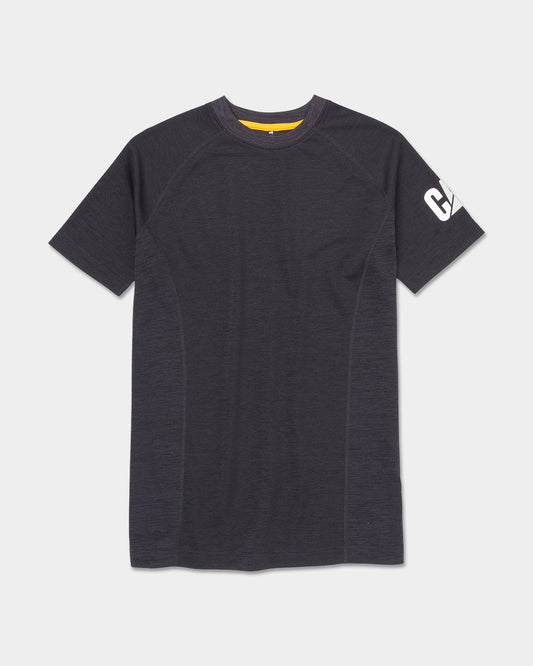 CAT Workwear Women's Lightweight Cooling T-Shirt Black Heather Front,color:Black Heather