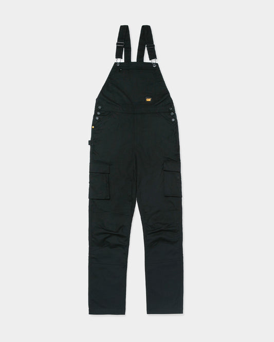 Cat Workwear Women's Stretch Canvas Overall Black Front