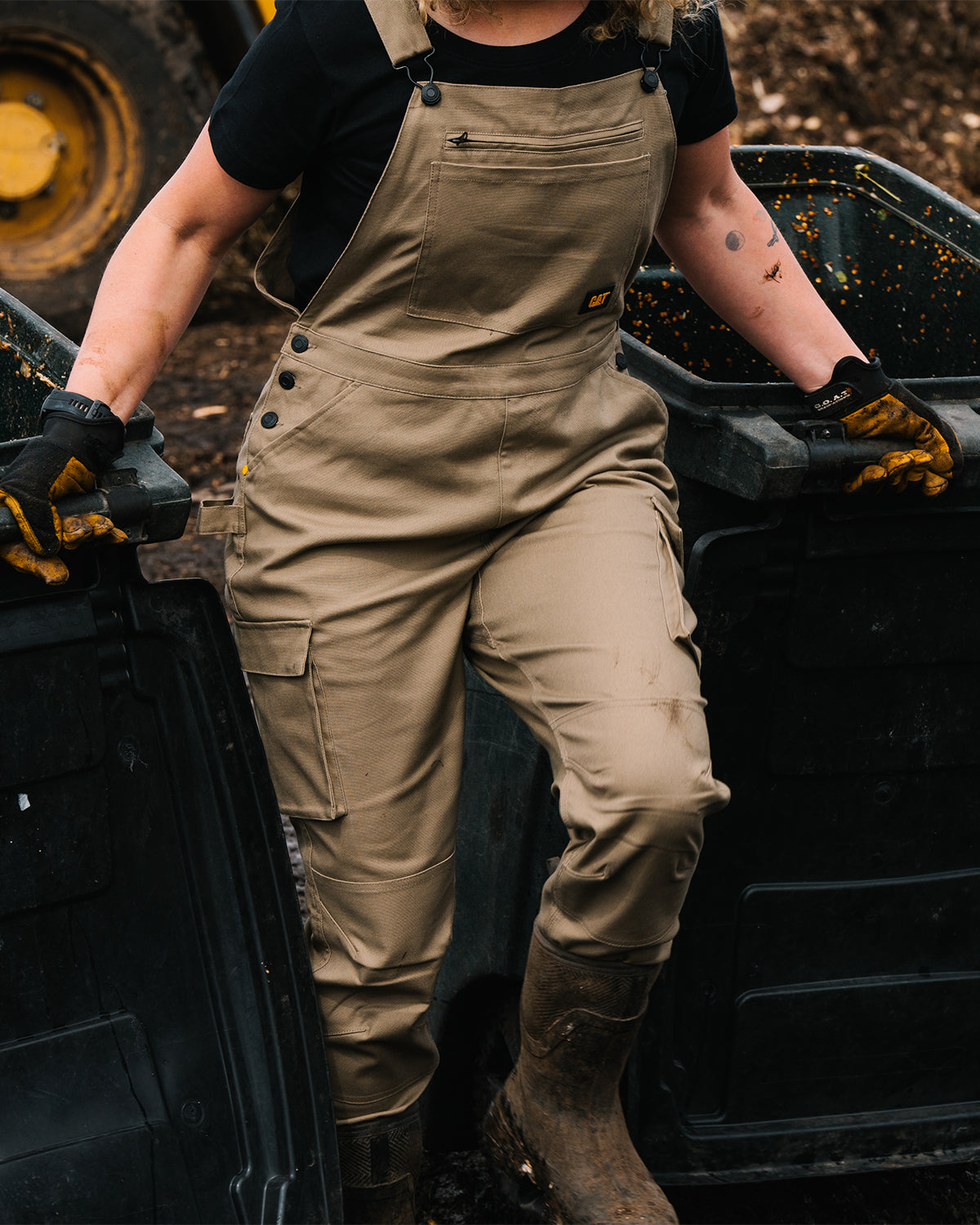 Cat Workwear Women's Stretch Canvas Overall Field Front