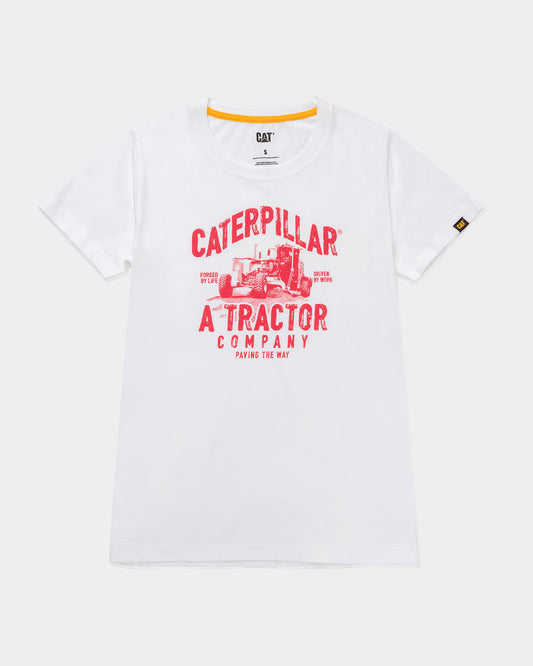 CAT Workwear Women's Tractor Company Graphic T-Shirt White Front