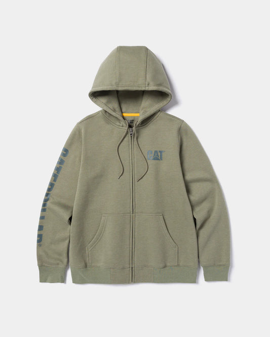 Cat workwear women's trademark banner full zip hoodie marshland heather front