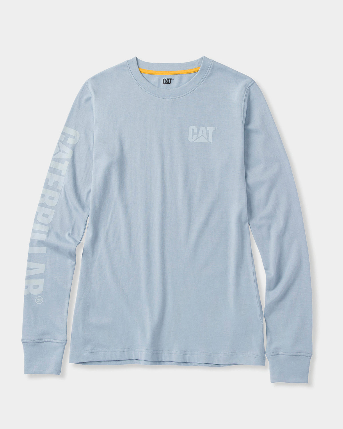 CAT WORKWEAR Women's Trademark Banner Long Sleeve T-Shirt Blue Fog Heather