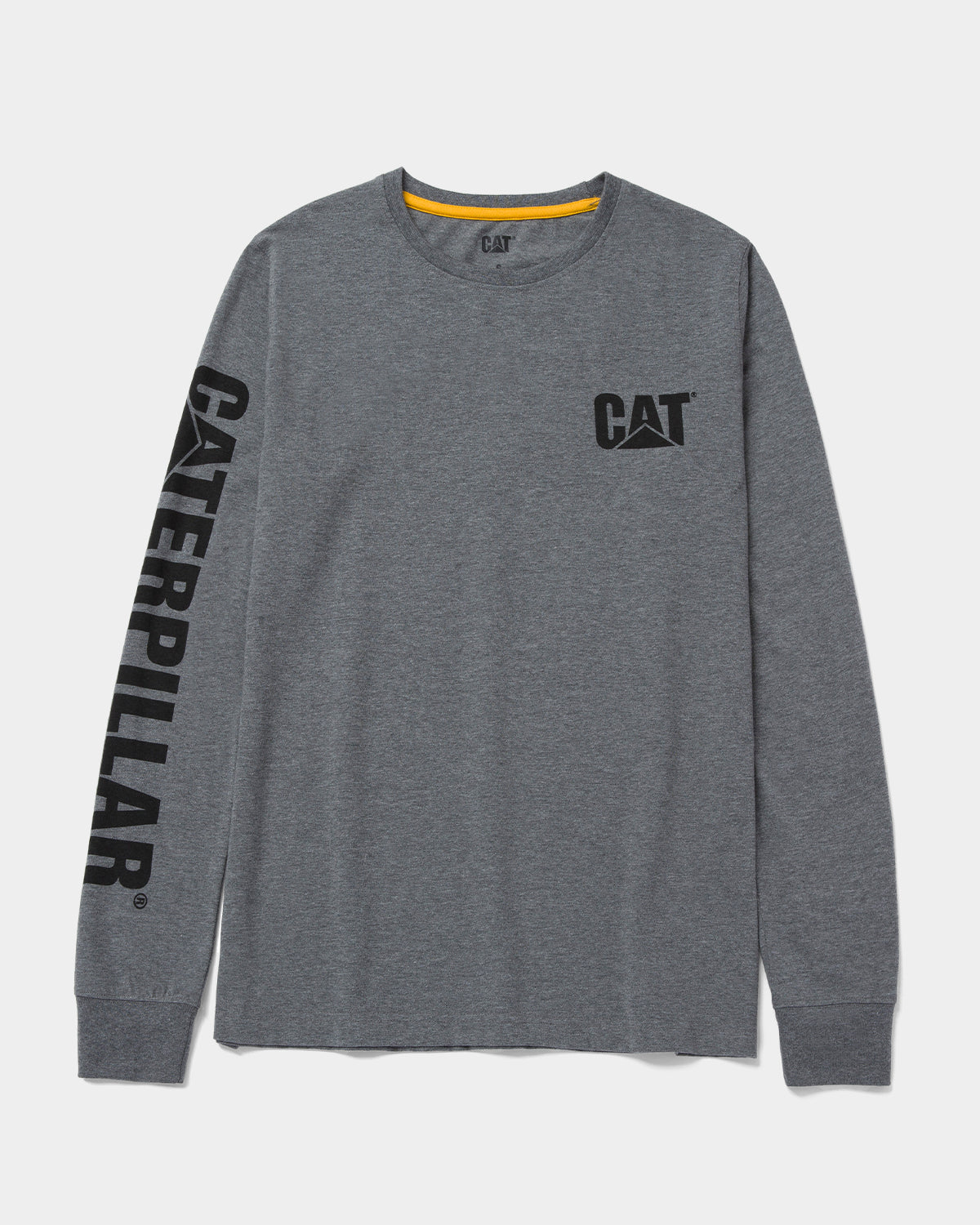 CAT WORKWEAR Women's Trademark Banner Long Sleeve T-Shirt Dark Heather Grey Front