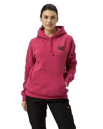 CAT Workwear Women's Trademark Banner Pullover Hoodie Persian Red Front
