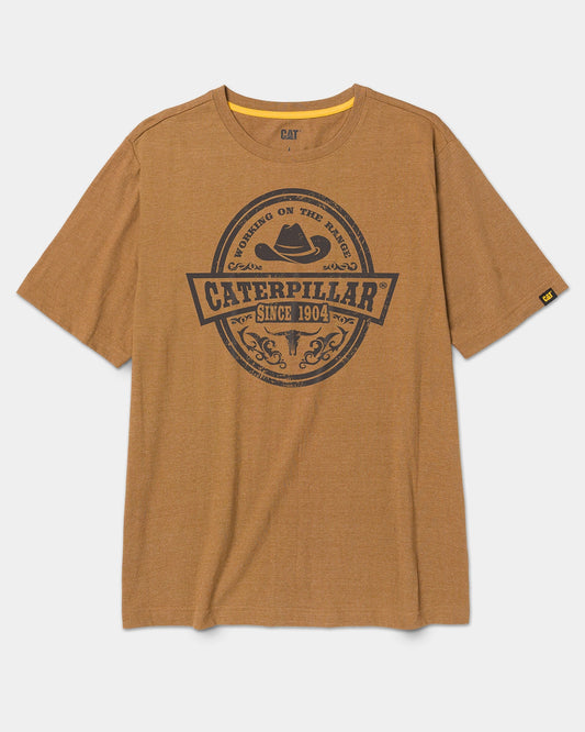 CAT workwear men's ranch basic graphic t-shirt bronze heather front