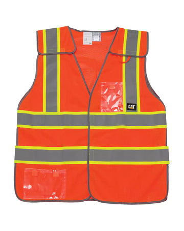 CAT Workwear Men's Hi-Vis 5 Point Breakaway Safety Vest Hi-Vis Orange Front