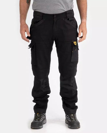CAT WORKWEAR Men's Advanced Stretch Trademark Work Pants Black Front Pockets In