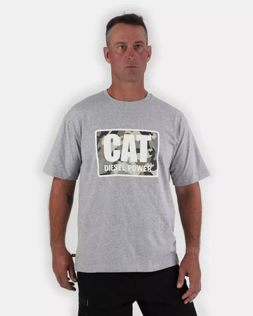 CAT Workwear Men's Diesel Power T-Shirt Heather Grey Front