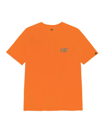 CAT Workwear Men's Trademark Hi-Vis Pocket T-Shirt Hi-Vis Orange Front