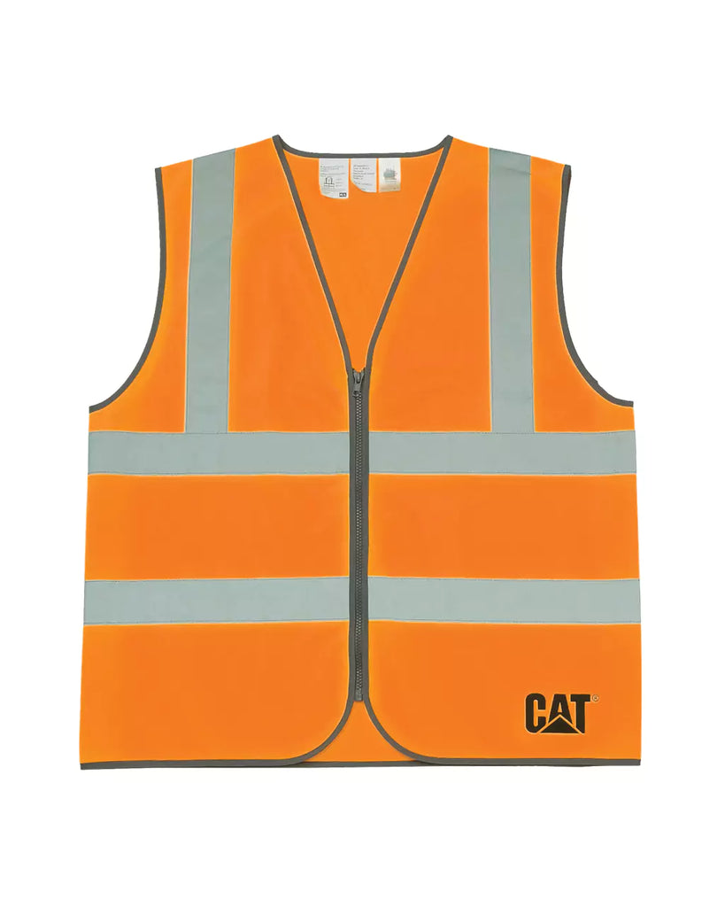 CAT Workwear Men's Hi-Vis Zip Safety Vest Hi-Vis Orange Front