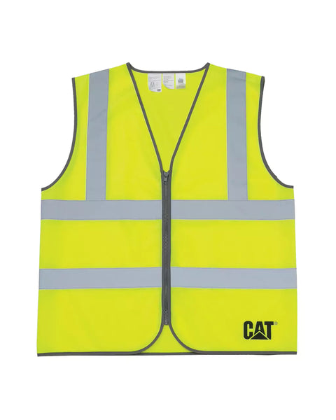 Men s Hi Vis Zip Safety Vest CAT WORKWEAR Caterpillar Workwear