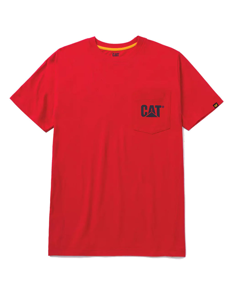 CAT Workwear Men's Logo Pocket T-Shirt Hot Red Front