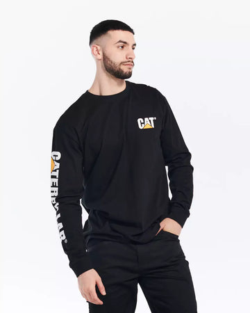 CAT Workwear Men's Trademark Banner Long Sleeve T-Shirt Black Front
