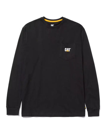 CAT Workwear Men's Trademark Pocket Long Sleeve T-Shirt Black Front