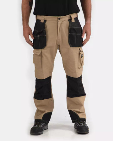 CAT Workwear Men's Trademark Work Pants Dark Sand Front Pockets Out