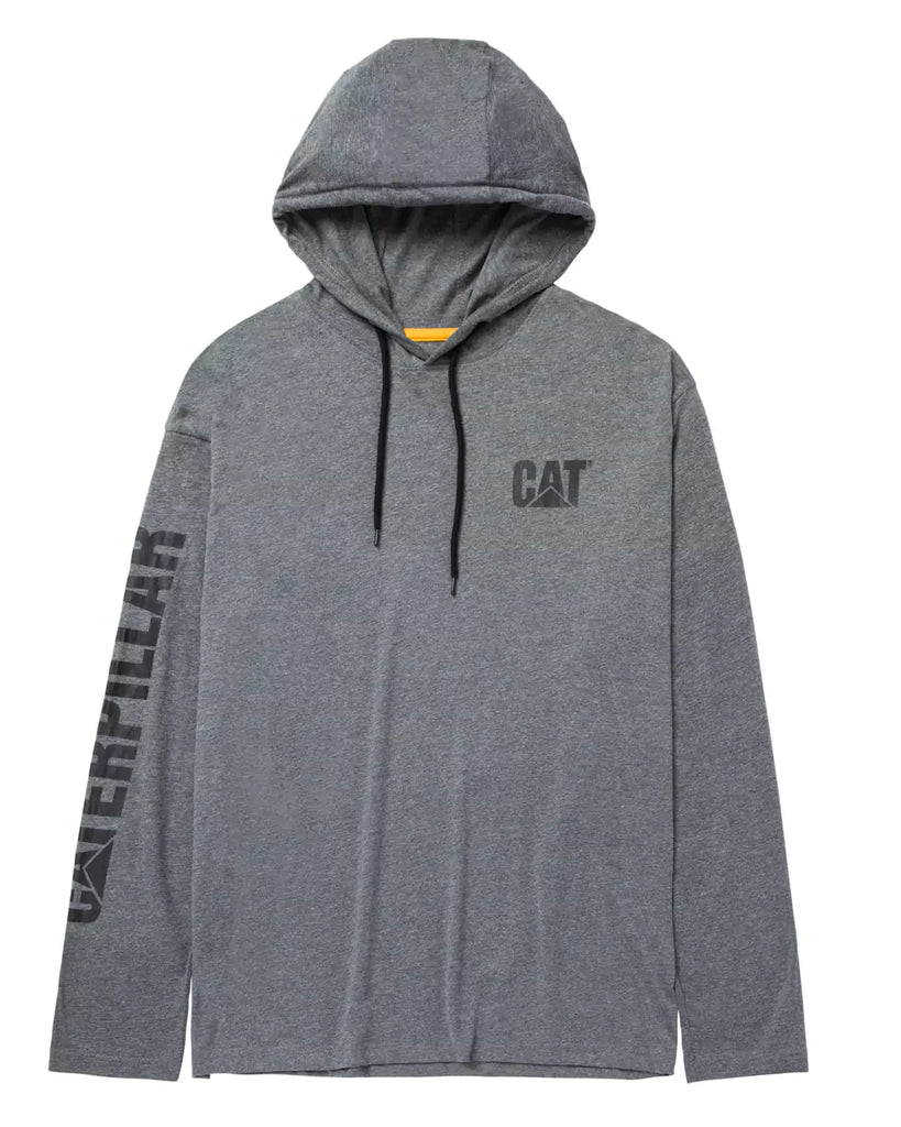 CAT Workwear Men's UPF Hooded Banner Long Sleeve T-Shirt Dark Heather Grey Front
