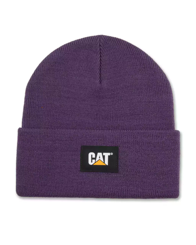 CAT Label Cuff Beanie Purple Velvet