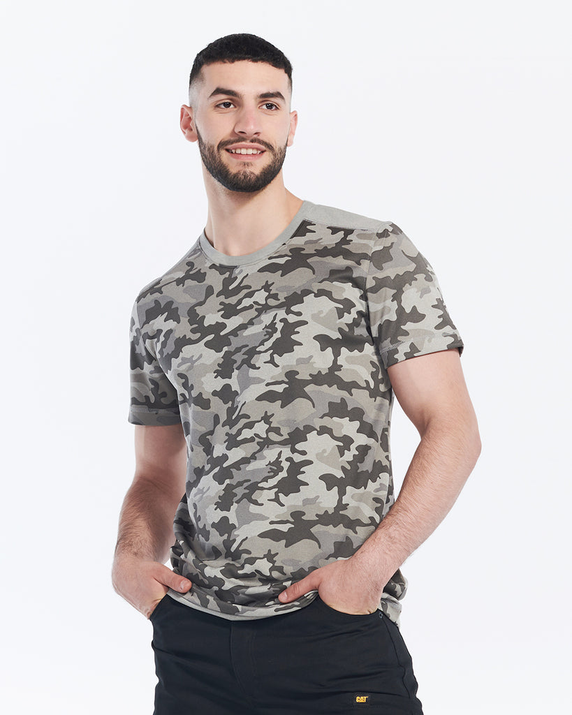 Caterpillar workwear Men's Coolmax T-Shirt Stone Camo Front 