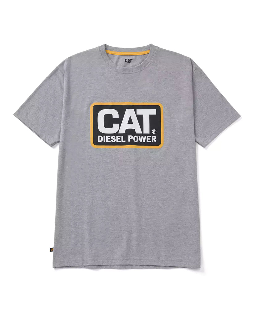 CAT WORKWEAR Men's CAT® Diesel Power T-Shirt Heather Grey Yellow Front